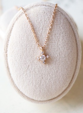 日系十字星项链s925银镀金锁骨链