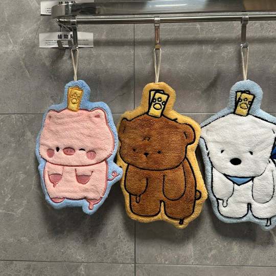 Clip bear hand towel hanging cute super absorbent thickened coral velvet kitchen bathroom special bathroom