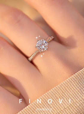 莫桑石钻戒女款纯银情侣一对