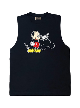 tank top上衣夏季新款Mickey Mouse米老鼠卡通趣味图案砍袖背心