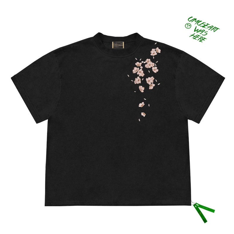 重磅潮牌 americanism夏季简约设计款创意花卉群街头圆领短袖T恤 - 图0