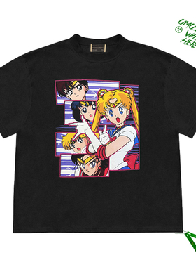 美少女战士Sailor Moon团队美学动漫tee 女高学生减龄感短袖上衣