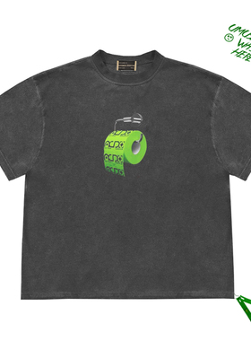 夏季美式复古Short Sleeve Tee趣味卷纸图案短袖T恤学院风半袖