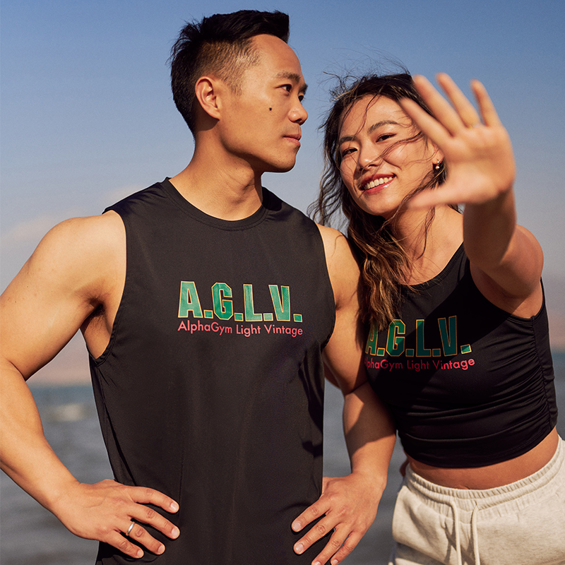 AlphaGym小蜂巢速干情侣运动背心 快干纹理运动健身透气上衣男女 - 图0