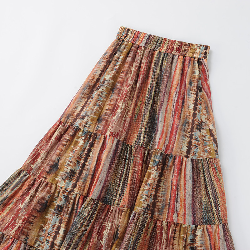 酒窝桃子大码丹霞风亚麻感半身裙中长款高腰透气柔顺A字版千金风,淘宝优惠券,粉丝福利购,淘宝优惠卷