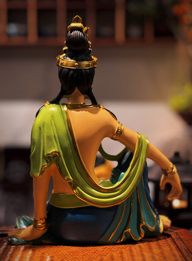 新款观自在水月观音禅意菩萨佛像摆件客厅玄关茶室家居树脂工艺品