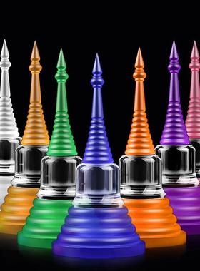 亚克力舍利塔塑料仿琉璃泰式摆件嘎乌用品供具七彩色