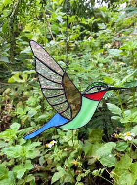 彩色玻璃工艺品玻璃动物园林蜂鸟挂件窗户挂饰母亲节个性礼品