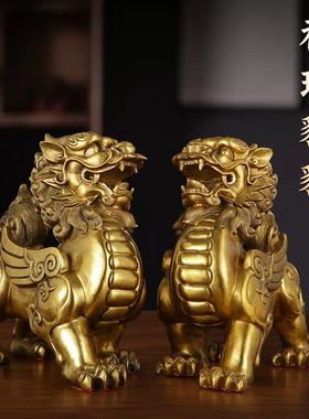 善品纯黄铜独角貔貅怪兽开业办公工艺品摆件走路貔恘厂价