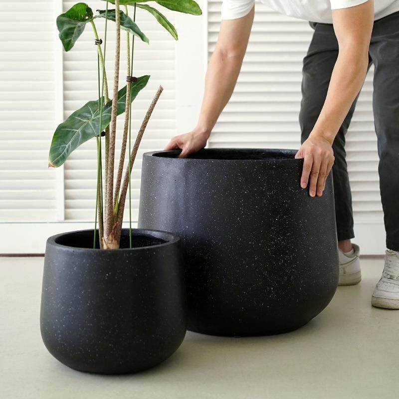 北欧简约水泥花盆黑色客厅落地圆形盆栽盆器超大号创意白色种树盆,淘宝优惠券,粉丝福利购,淘宝优惠卷