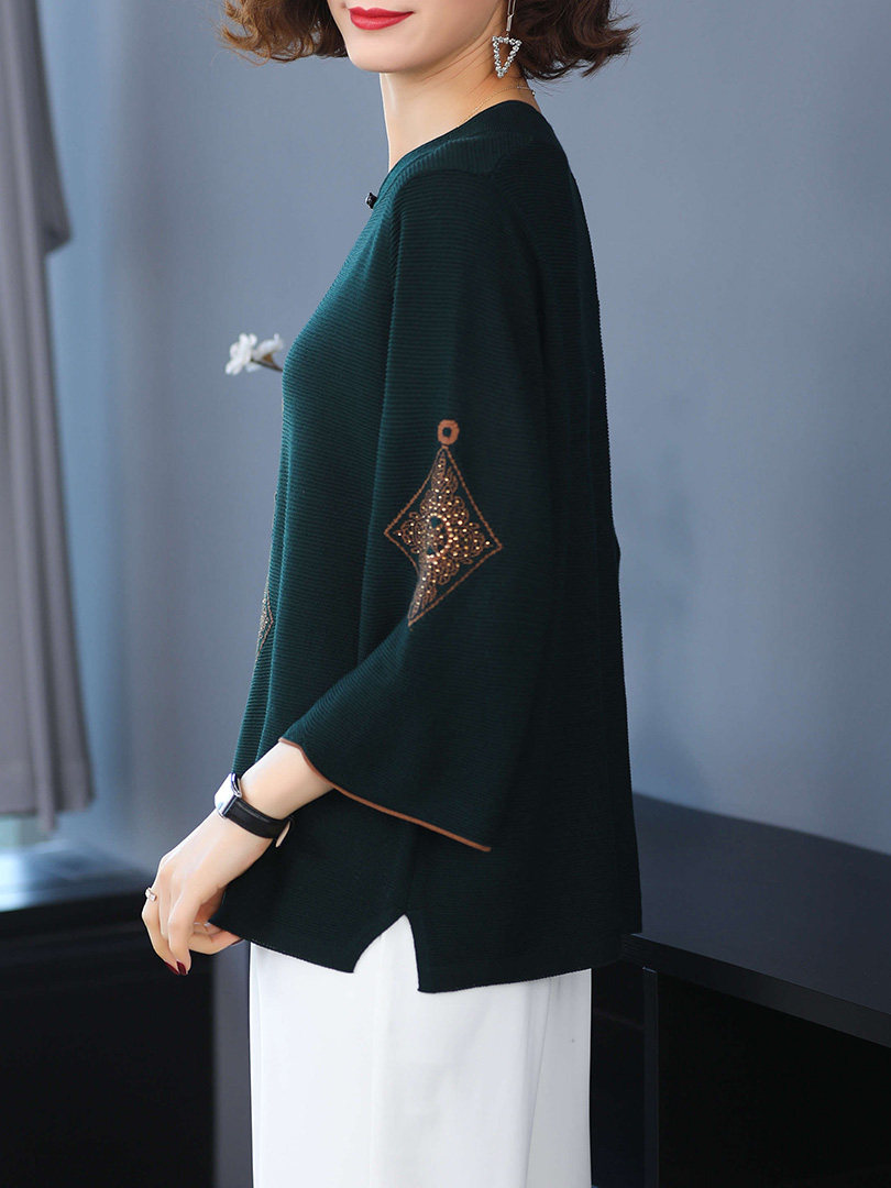 贵夫人女中年七分袖t恤旗袍打底衫 例韵中老年女装