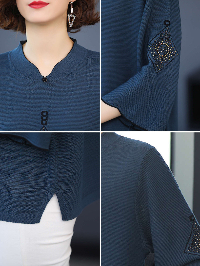 贵夫人女中年七分袖t恤旗袍打底衫 例韵中老年女装