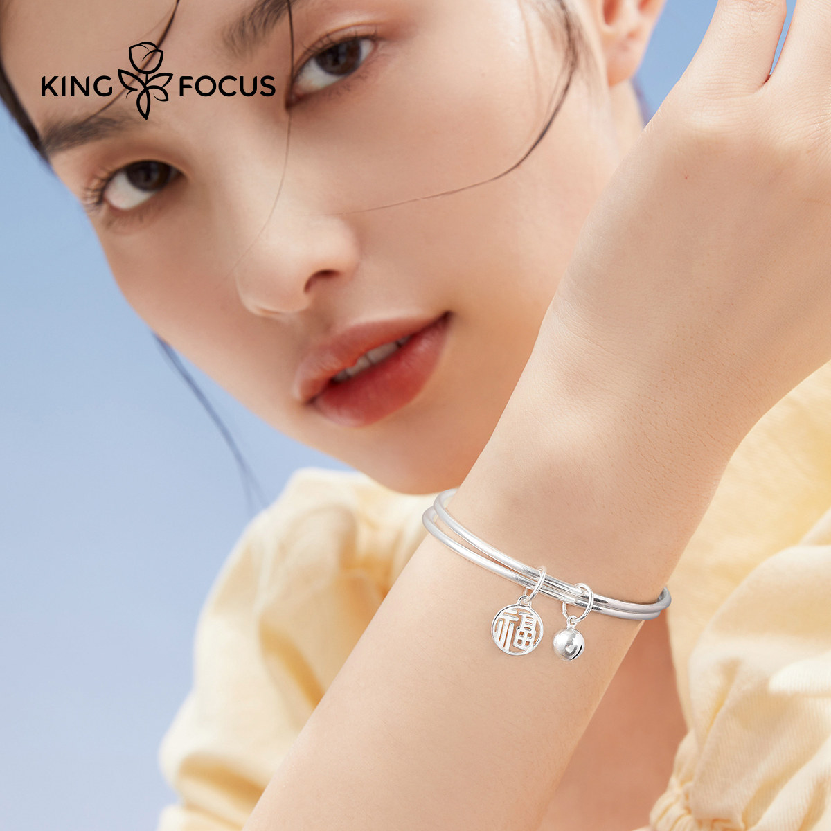 999女足银古法素圈2021年纯银手镯 秦福炫手镯