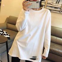 White slats undershirt female inner lap sweatshirt spring autumn winter pure cotton loose 100 lapped velvet long sleeve T-shirt for long foreign air