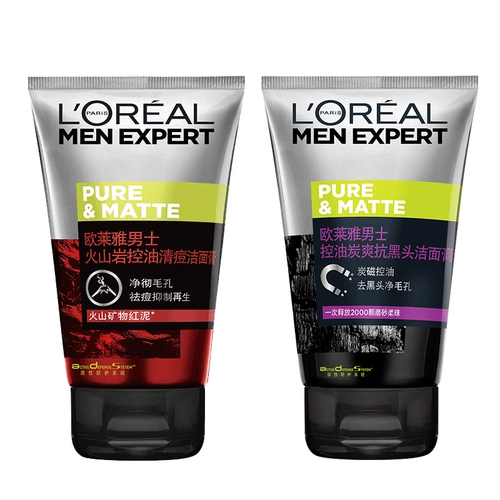 L'Oreal, замшевое очищающее молочко от черных точек, контроль жирного блеска, анти-акне, скрывает прыщи
