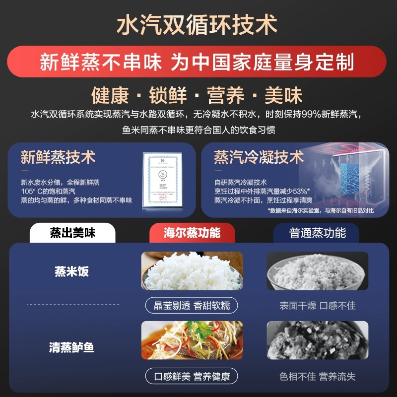 海尔蒸烤一体机嵌入式家用搪瓷大容量蒸箱烤箱嵌入式蒸烤箱C50 - 图0