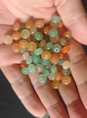 纯天然三彩金丝玉算盘散珠隔片