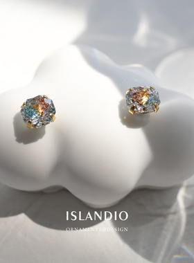 ISLANDIO油画星空艺术宝石银耳钉