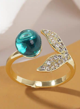 鱼尾食指戒指女小众设计轻奢高级感时尚个性指环2023年新款ins潮