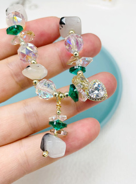 个性水晶森系绿色手链