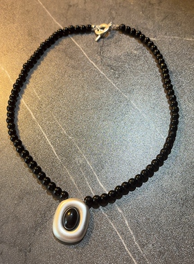 新中式经典黑色手工串珠项链生生不息气质锁骨链百搭时髦项链女