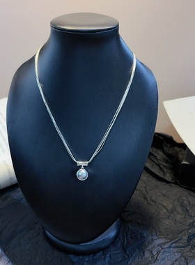 设计师款珍珠项链女双层细链条圆形吊坠精致气质锁骨链