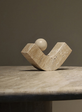 罗马洞石风天然石材抽象桌面摆件