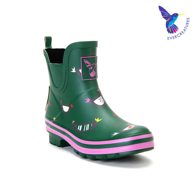 英国Evercreatures雨鞋女雨靴防滑防雨水鞋水靴卡通小鸡印花短筒