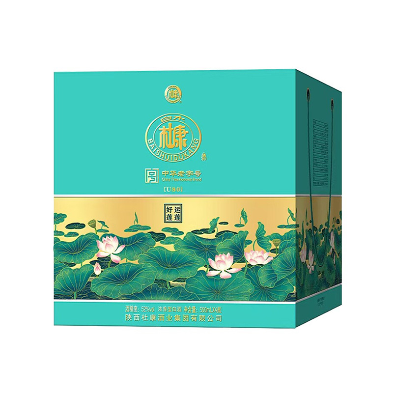 白水杜康52度好运莲莲u80浓香型荷花白酒礼盒500ml4瓶送礼粮食酒 - 图2