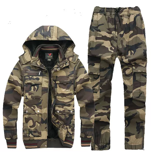 Утепленный износостойкий эластичный камуфляжный хлопковый комбинезон, увеличенная толщина, защита от ожогов