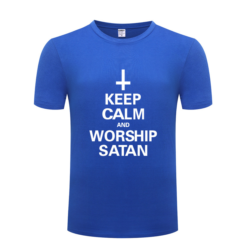 男式T恤 Keep Calm and Worship Satan - Demon Gothic Emo 666 - 图1