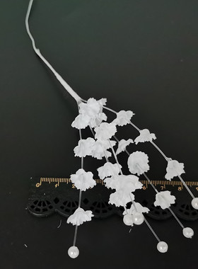 diy手工仿真花流苏吊坠白色发饰