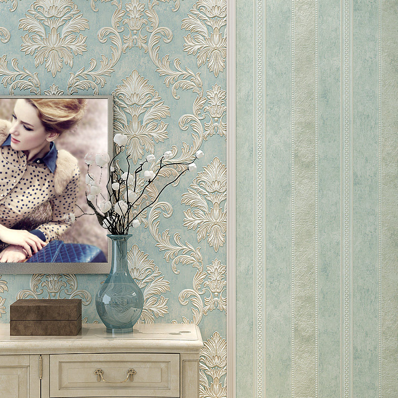 欧式壁纸大花马士革条纹奢华卧室3d立体无纺布墙纸客厅电视背景墙,淘宝优惠券,粉丝福利购,淘宝优惠卷