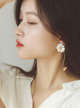 原创设计级雏菊耳环项链女锁骨链