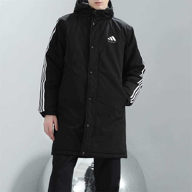 Adidas阿迪达斯新款冬季中长款棉服保暖情侣加厚外套ADIPK02T-BW-图0