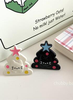 chubbybaby*超可爱圣诞树小猫咪卡通小发夹刘海夹碎发夹边夹发饰