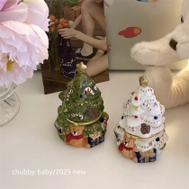 chubbybaby * Christmas breath cute Christmas tree small bear ceramic delicate first decorated box decoration pendulum gift