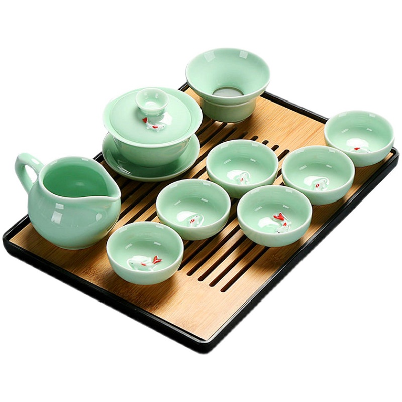 陶瓷功夫茶具青瓷单品茶壶茶杯盖碗公道杯茶道杯洗过滤器整套组合-图3