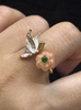 Retro flower ring women's niche personality opening adjustable Myanmar A-grade jade butterfly love flower ring 814123