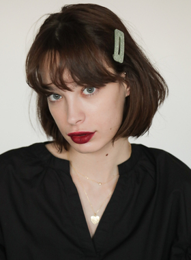 甜酷风爱心复古浮雕925银锁骨链