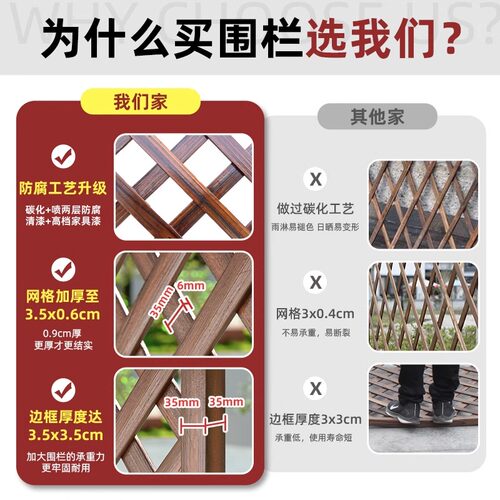 小院篱笆墙防腐木栅栏网格爬藤花架户外庭院花园围栏阳台植物装饰 - 图0