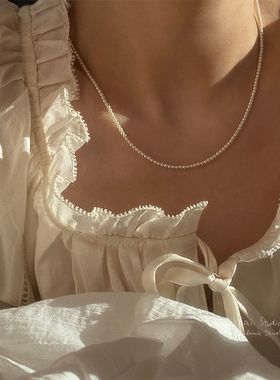 手工珍珠项链基础款极细包金女