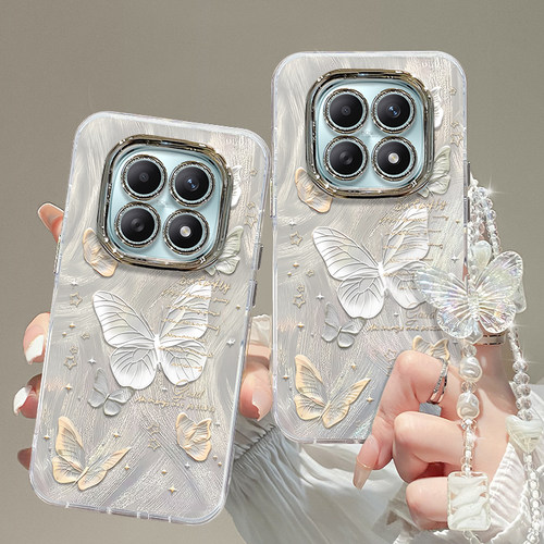 适用梦幻蝴蝶红米note15PRO+手机壳14全包13R镜头12turbo防摔11高级感10挂绳9创意redmi新款女保护套小众外壳 - 图0