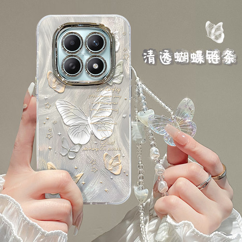 适用梦幻蝴蝶红米note15PRO+手机壳14全包13R镜头12turbo防摔11高级感10挂绳9创意redmi新款女保护套小众外壳 - 图1