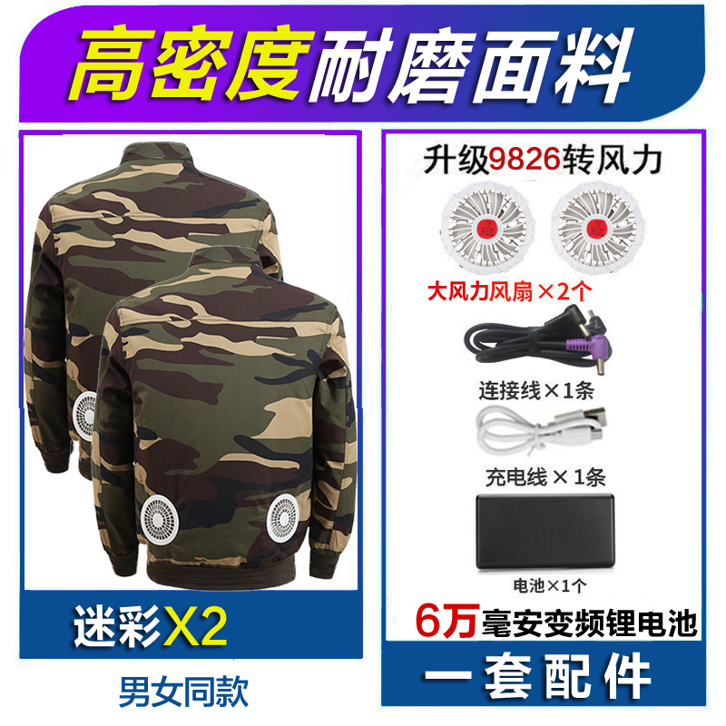 【19V】夏季外套强风空调服带风扇的衣服建筑工人防暑降温劳保服-图1