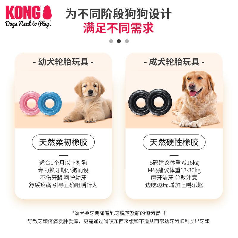 KONG幼犬轮胎漏食玩具耐咬橡胶宠物解闷丰容磨牙藏食益智狗狗玩具