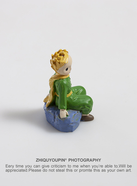 小王子坐石凳摆件树脂工艺品创意蛋糕手工花艺装饰车载迷你