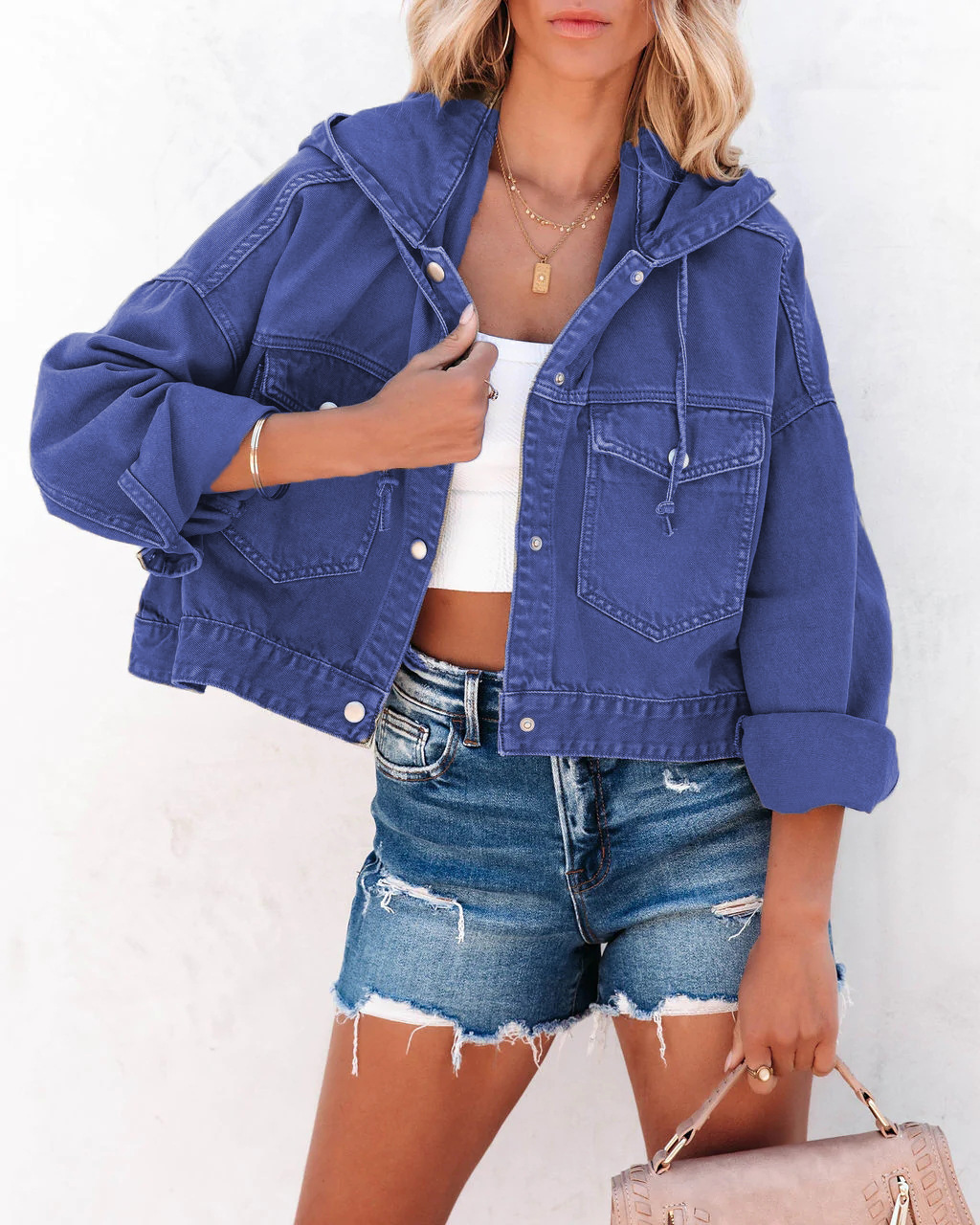 Casual fashion 2023 hooded wash Jean jacket洗水牛仔外套 - 图1