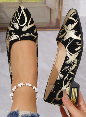 Women's Fashion Wide Heel Pointed Toe Plus Size Shoes 鞋子