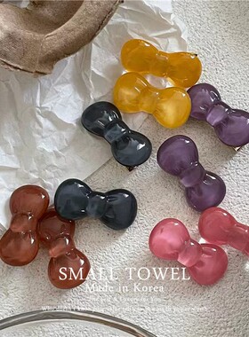 韩国进口少女果冻彩色蝴蝶结侧边夹刘海碎发夹对夹压夹小发卡头饰
